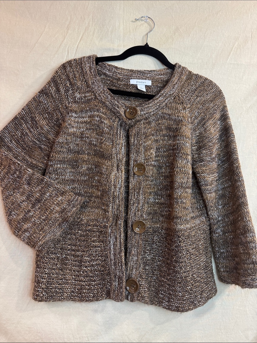 Dress Barn Brown Marled Button-Front Cardigan